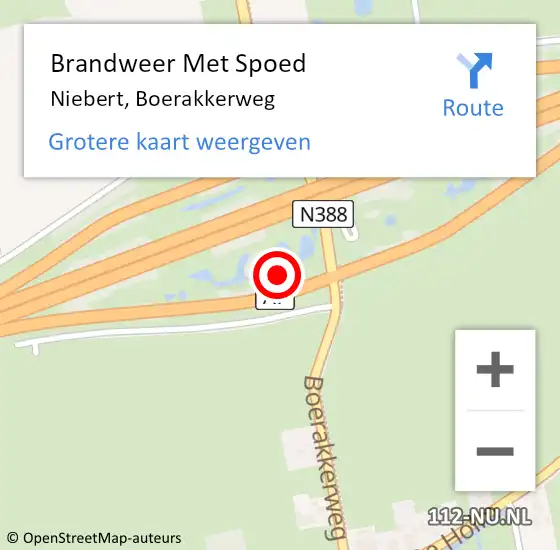 Locatie op kaart van de 112 melding: Brandweer Met Spoed Naar Niebert, Boerakkerweg op 18 juli 2023 01:52