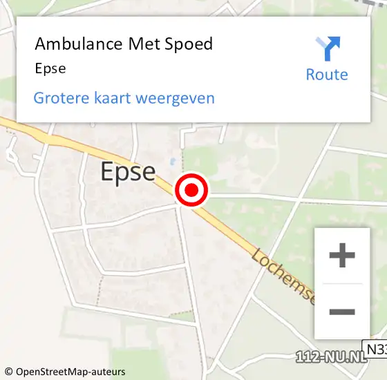 Locatie op kaart van de 112 melding: Ambulance Met Spoed Naar Epse op 18 juli 2023 02:07