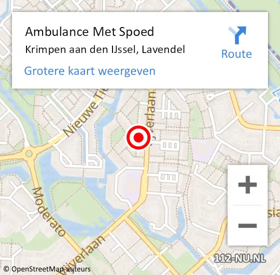 Locatie op kaart van de 112 melding: Ambulance Met Spoed Naar Krimpen aan den IJssel, Lavendel op 18 juli 2023 04:24