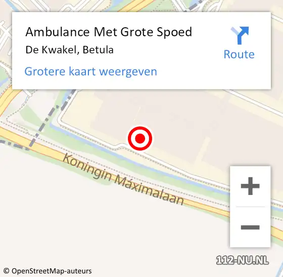 Locatie op kaart van de 112 melding: Ambulance Met Grote Spoed Naar De Kwakel, Betula op 18 juli 2023 08:04