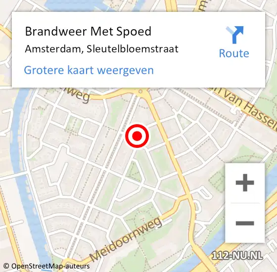 Locatie op kaart van de 112 melding: Brandweer Met Spoed Naar Amsterdam, Sleutelbloemstraat op 18 juli 2023 08:09
