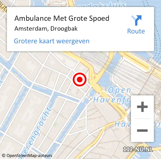 Locatie op kaart van de 112 melding: Ambulance Met Grote Spoed Naar Amsterdam, Droogbak op 18 juli 2023 08:58