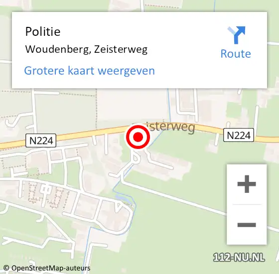 Locatie op kaart van de 112 melding: Politie Woudenberg, Zeisterweg op 18 juli 2023 13:01