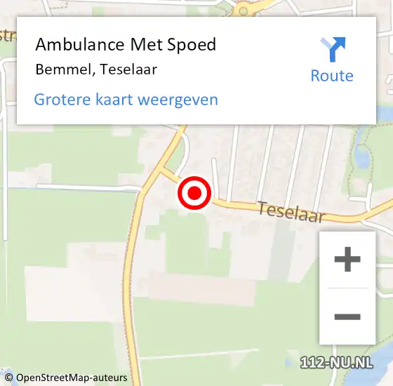 Locatie op kaart van de 112 melding: Ambulance Met Spoed Naar Bemmel, Teselaar op 18 juli 2023 13:55