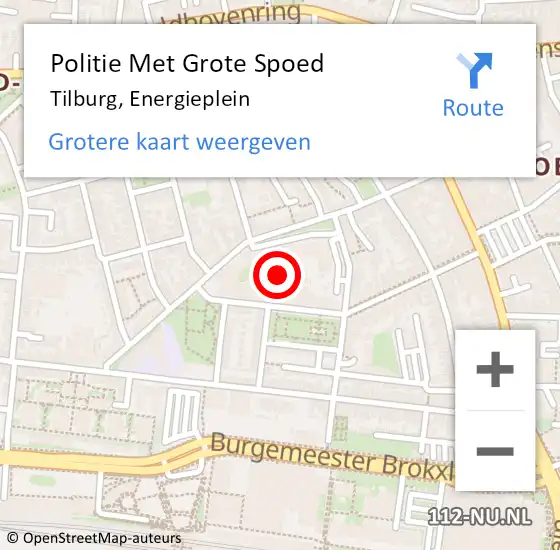 Locatie op kaart van de 112 melding: Politie Met Grote Spoed Naar Tilburg, Energieplein op 18 juli 2023 14:38