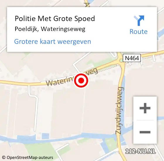 Locatie op kaart van de 112 melding: Politie Met Grote Spoed Naar Poeldijk, Wateringseweg op 18 juli 2023 15:05
