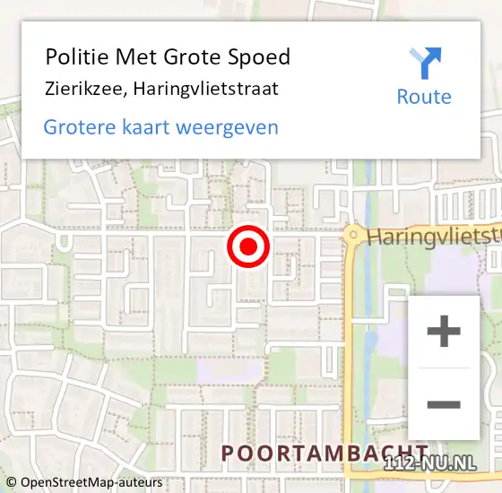 Locatie op kaart van de 112 melding: Politie Met Grote Spoed Naar Zierikzee, Haringvlietstraat op 18 juli 2023 16:11