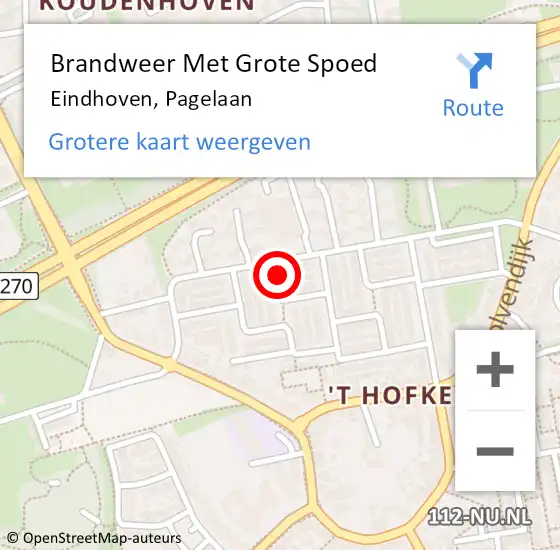 Locatie op kaart van de 112 melding: Brandweer Met Grote Spoed Naar Eindhoven, Pagelaan op 18 juli 2023 16:19