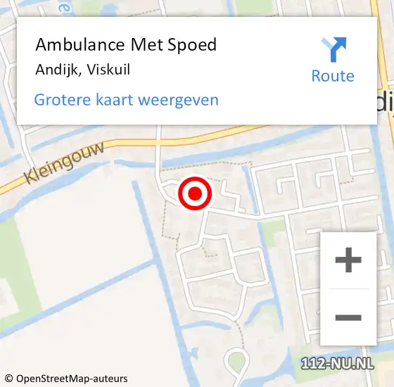 Locatie op kaart van de 112 melding: Ambulance Met Spoed Naar Andijk, Viskuil op 18 juli 2023 17:18