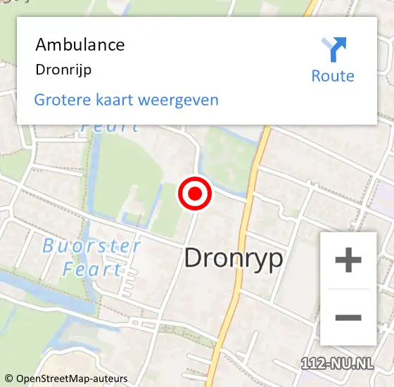 Locatie op kaart van de 112 melding: Ambulance Dronrijp op 18 juli 2023 17:39