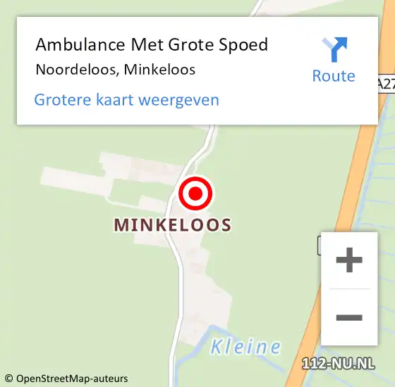 Locatie op kaart van de 112 melding: Ambulance Met Grote Spoed Naar Noordeloos, Minkeloos op 18 juli 2023 18:22