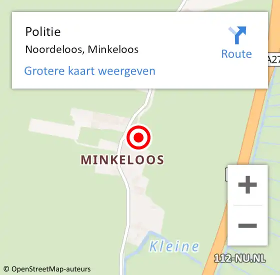 Locatie op kaart van de 112 melding: Politie Noordeloos, Minkeloos op 18 juli 2023 18:24