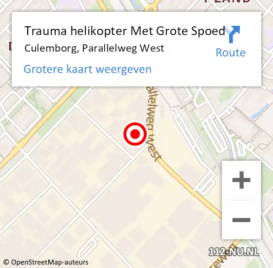 Locatie op kaart van de 112 melding: Trauma helikopter Met Grote Spoed Naar Culemborg, Parallelweg West op 18 juli 2023 18:43