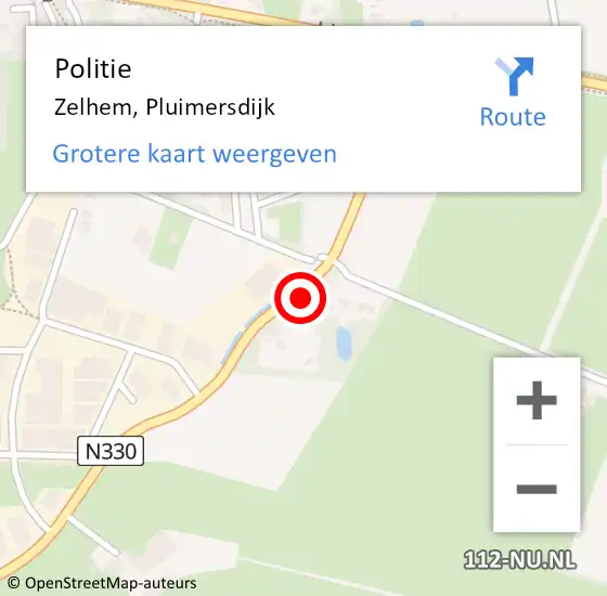 Locatie op kaart van de 112 melding: Politie Zelhem, Pluimersdijk op 18 juli 2023 19:32