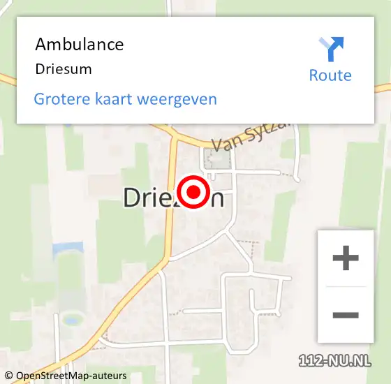 Locatie op kaart van de 112 melding: Ambulance Driesum op 18 juli 2023 19:33