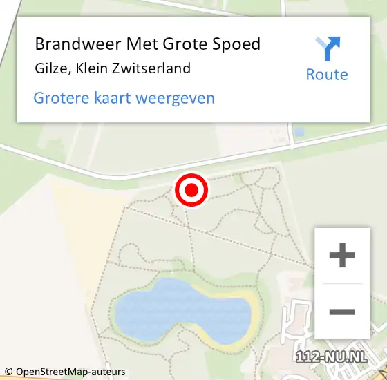 Locatie op kaart van de 112 melding: Brandweer Met Grote Spoed Naar Gilze, Klein Zwitserland op 18 juli 2023 21:29