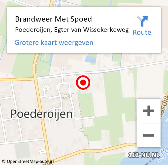 Locatie op kaart van de 112 melding: Brandweer Met Spoed Naar Poederoijen, Egter van Wissekerkeweg op 18 juli 2023 23:29