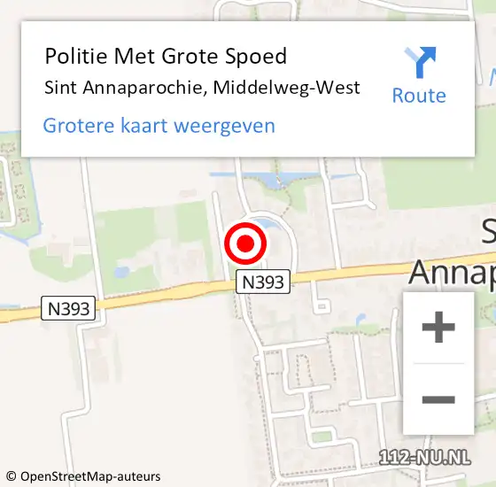 Locatie op kaart van de 112 melding: Politie Met Grote Spoed Naar Sint Annaparochie, Middelweg-West op 19 juli 2023 02:17