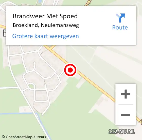 Locatie op kaart van de 112 melding: Brandweer Met Spoed Naar Broekland, Neulemansweg op 19 juli 2023 03:17