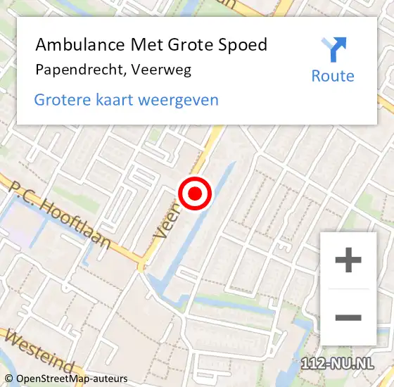 Locatie op kaart van de 112 melding: Ambulance Met Grote Spoed Naar Papendrecht, Veerweg op 19 juli 2023 06:50
