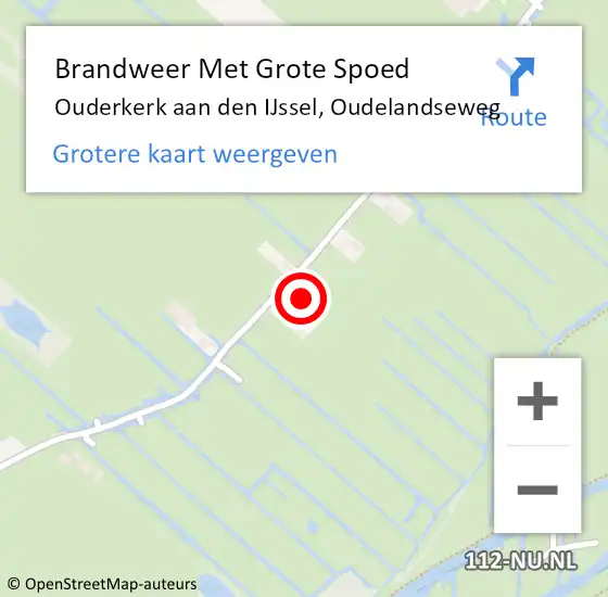 Locatie op kaart van de 112 melding: Brandweer Met Grote Spoed Naar Ouderkerk aan den IJssel, Oudelandseweg op 19 juli 2023 08:26