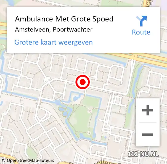 Locatie op kaart van de 112 melding: Ambulance Met Grote Spoed Naar Amstelveen, Poortwachter op 19 juli 2023 08:52