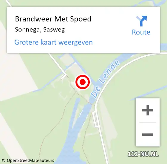 Locatie op kaart van de 112 melding: Brandweer Met Spoed Naar Sonnega, Sasweg op 19 juli 2023 09:00