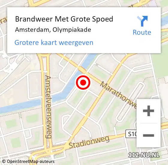 Locatie op kaart van de 112 melding: Brandweer Met Grote Spoed Naar Amsterdam, Olympiakade op 19 juli 2023 11:22