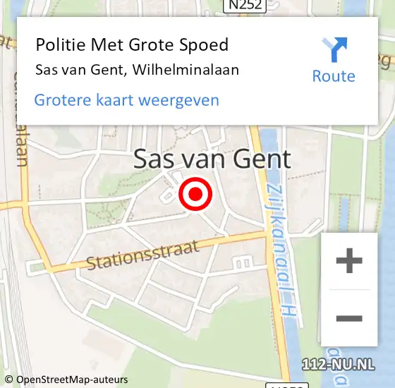 Locatie op kaart van de 112 melding: Politie Met Grote Spoed Naar Sas van Gent, Wilhelminalaan op 19 juli 2023 11:26