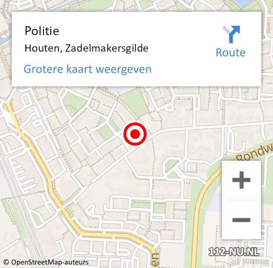 Locatie op kaart van de 112 melding: Politie Houten, Zadelmakersgilde op 19 juli 2023 13:20