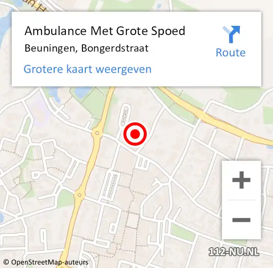 Locatie op kaart van de 112 melding: Ambulance Met Grote Spoed Naar Beuningen, Bongerdstraat op 19 juli 2023 13:41