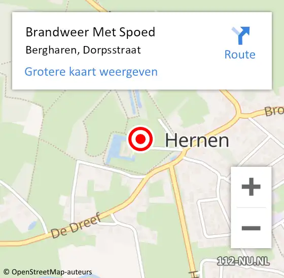 Locatie op kaart van de 112 melding: Brandweer Met Spoed Naar Bergharen, Dorpsstraat op 19 juli 2023 14:05