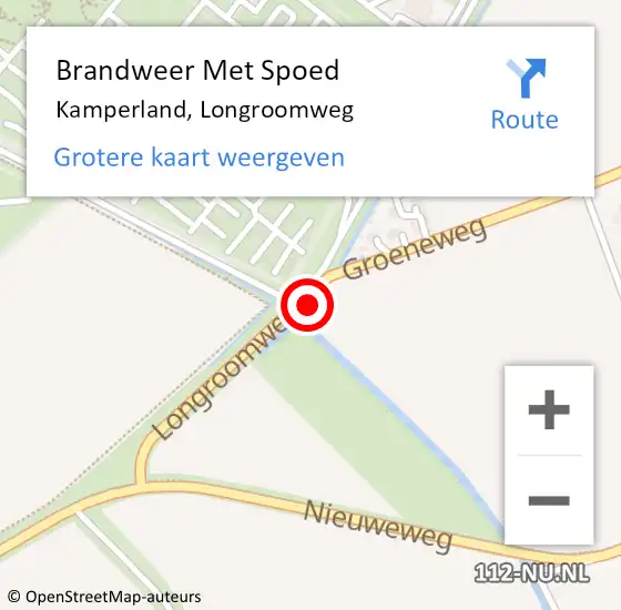 Locatie op kaart van de 112 melding: Brandweer Met Spoed Naar Kamperland, Longroomweg op 19 juli 2023 14:20
