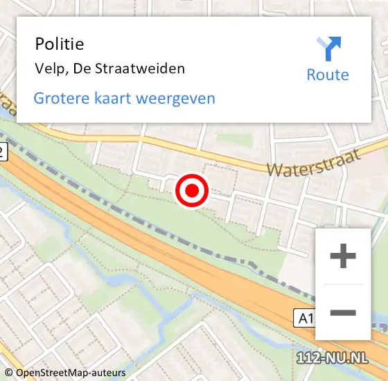 Locatie op kaart van de 112 melding: Politie Velp, De Straatweiden op 19 juli 2023 14:40