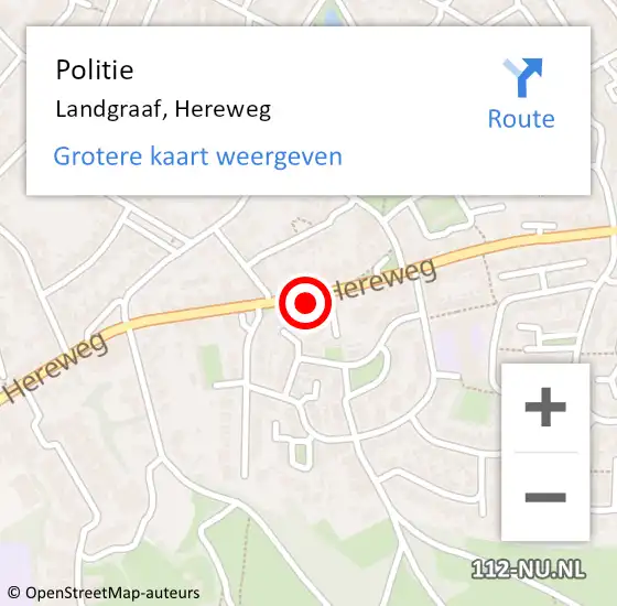 Locatie op kaart van de 112 melding: Politie Landgraaf, Hereweg op 19 juli 2023 15:21