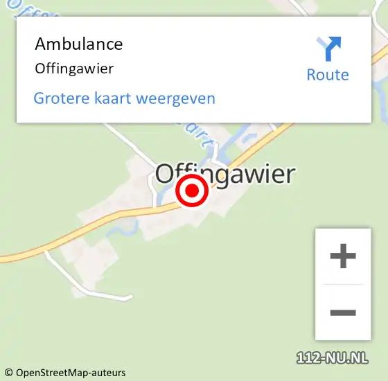 Locatie op kaart van de 112 melding: Ambulance Offingawier op 19 juli 2023 16:56