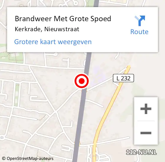 Locatie op kaart van de 112 melding: Brandweer Met Grote Spoed Naar Kerkrade, Nieuwstraat op 19 juli 2023 17:57