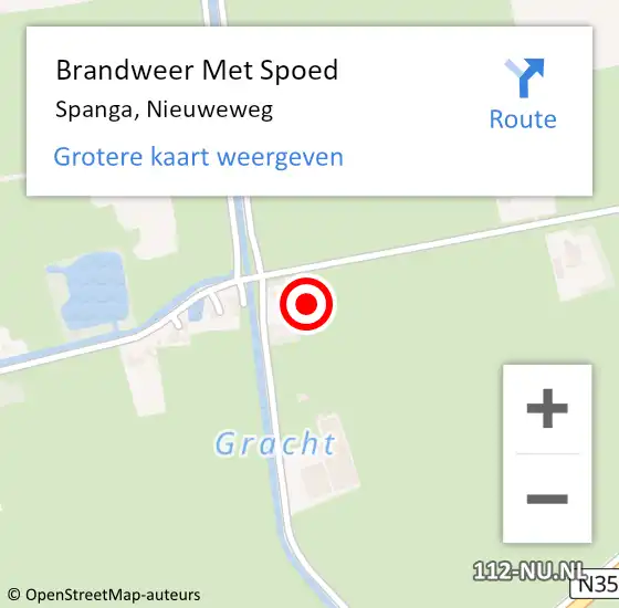 Locatie op kaart van de 112 melding: Brandweer Met Spoed Naar Spanga, Nieuweweg op 19 juli 2023 18:46