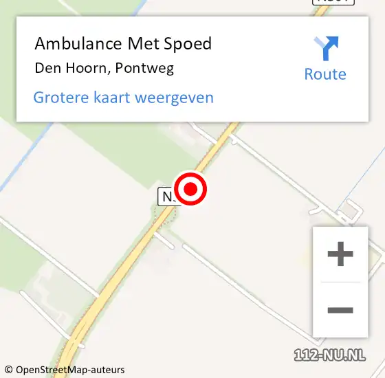 Locatie op kaart van de 112 melding: Ambulance Met Spoed Naar Den Hoorn, Pontweg op 20 juli 2023 02:40