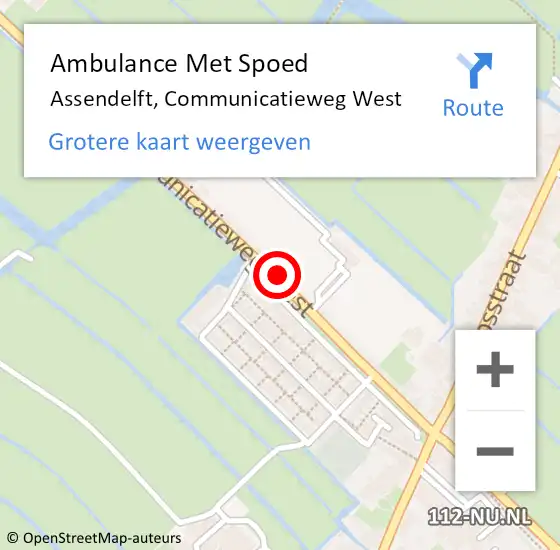 Locatie op kaart van de 112 melding: Ambulance Met Spoed Naar Assendelft, Communicatieweg West op 20 juli 2023 02:43