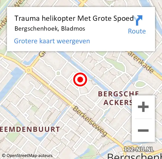 Locatie op kaart van de 112 melding: Trauma helikopter Met Grote Spoed Naar Bergschenhoek, Bladmos op 20 juli 2023 07:17