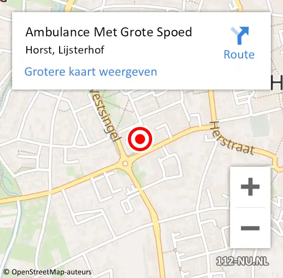 Locatie op kaart van de 112 melding: Ambulance Met Grote Spoed Naar Horst, Lijsterhof op 2 september 2014 10:49