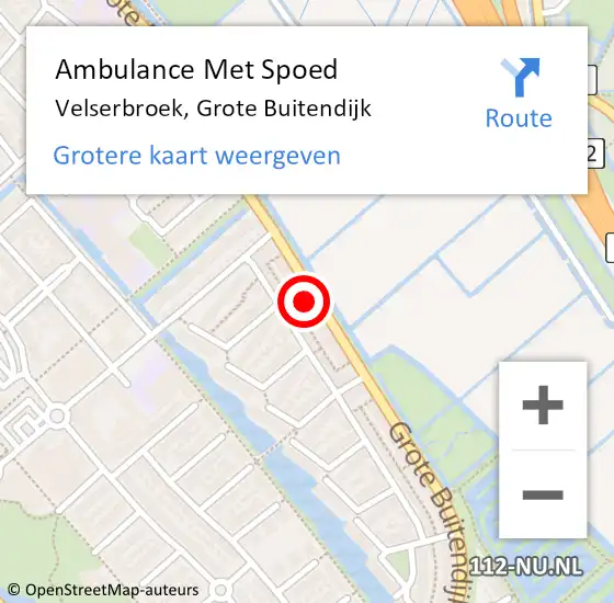 Locatie op kaart van de 112 melding: Ambulance Met Spoed Naar Velserbroek, Grote Buitendijk op 20 juli 2023 13:36
