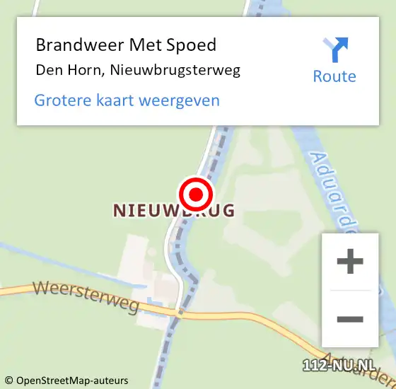 Locatie op kaart van de 112 melding: Brandweer Met Spoed Naar Den Horn, Nieuwbrugsterweg op 20 juli 2023 14:15