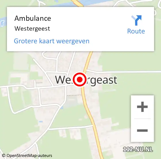 Locatie op kaart van de 112 melding: Ambulance Westergeest op 20 juli 2023 14:16