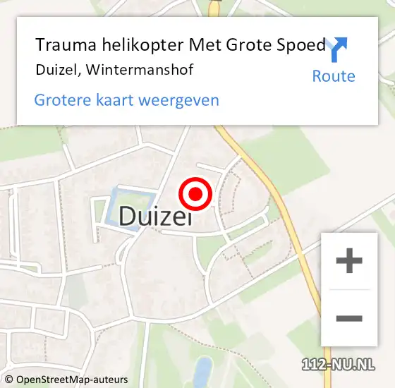 Locatie op kaart van de 112 melding: Trauma helikopter Met Grote Spoed Naar Duizel, Wintermanshof op 20 juli 2023 14:29