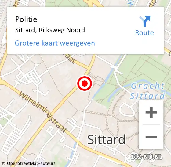 Locatie op kaart van de 112 melding: Politie Sittard, Rijksweg Noord op 20 juli 2023 15:25