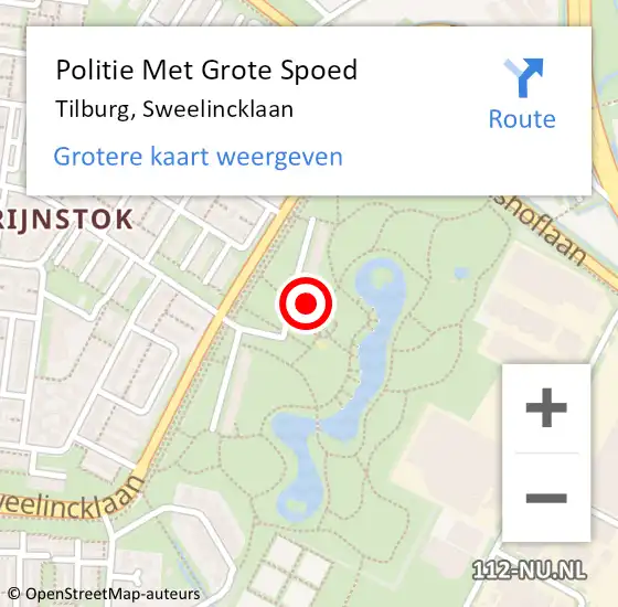 Locatie op kaart van de 112 melding: Politie Met Grote Spoed Naar Tilburg, Sweelincklaan op 20 juli 2023 15:33