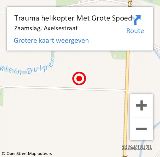 Locatie op kaart van de 112 melding: Trauma helikopter Met Grote Spoed Naar Zaamslag, Axelsestraat op 20 juli 2023 15:48