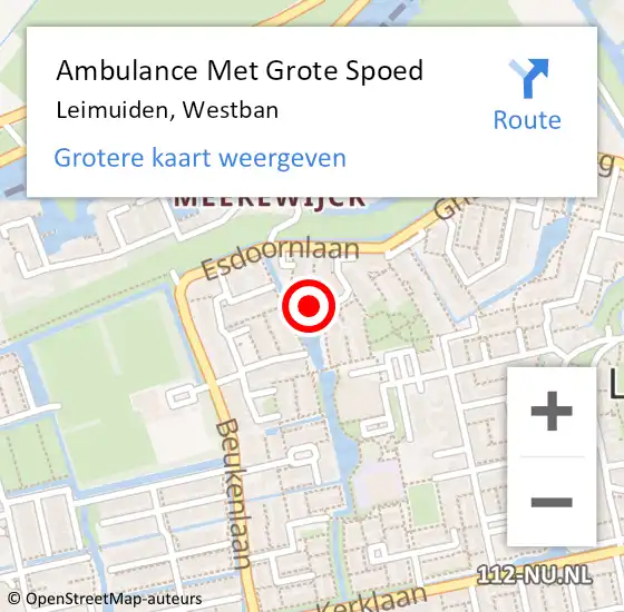 Locatie op kaart van de 112 melding: Ambulance Met Grote Spoed Naar Leimuiden, Westban op 20 juli 2023 16:50